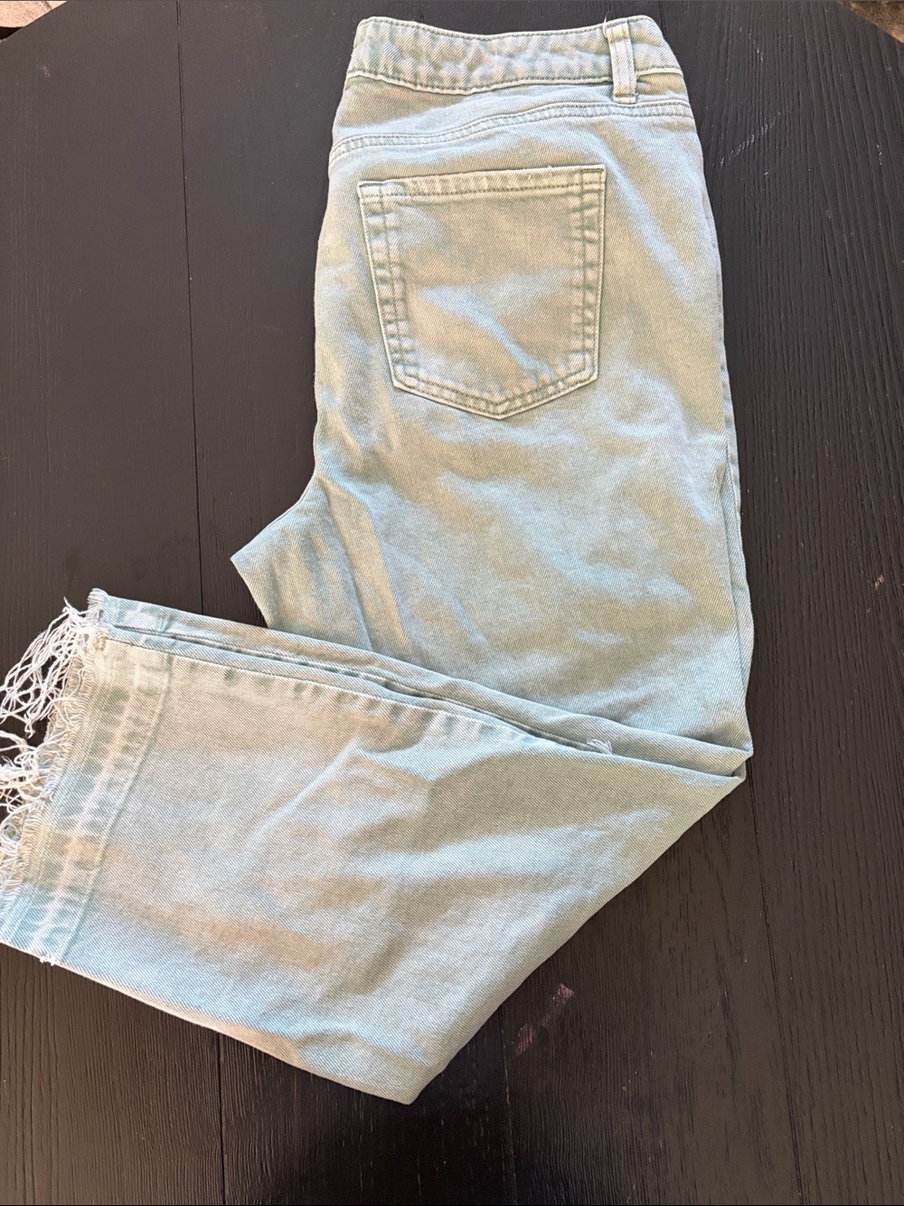 Maurices Light Mint Green Cropped Jeans with Frayed Hem